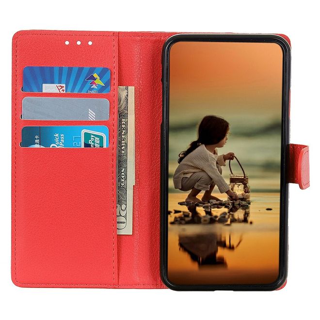 Samsung Galaxy A56 5G Handy Hülle - Litchi Leder Bookcover Series - rot