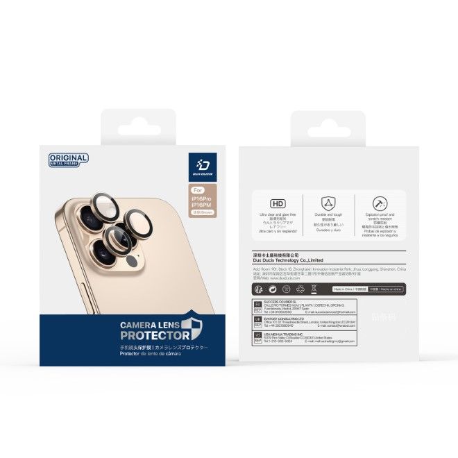 Dux Ducis - iPhone 16 / 16 Plus Kamera Schutzglas - HAWK Series - schwarz