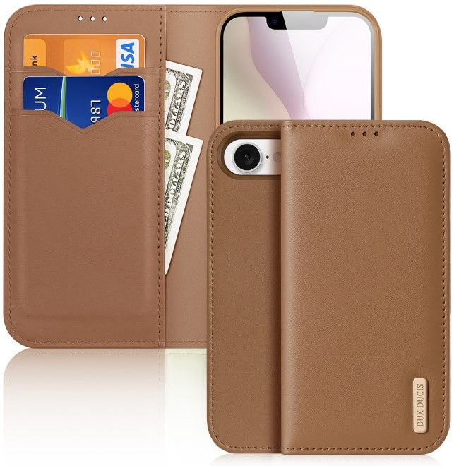 Dux Ducis - iPhone 16e Hülle - Handy Leder Case - Hivo Series - braun
