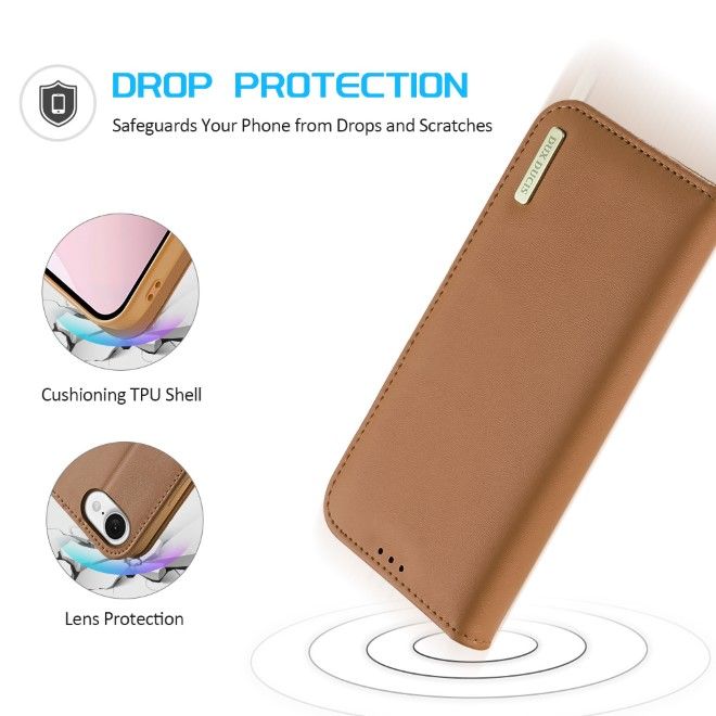 Dux Ducis - iPhone 16e Hülle - Handy Leder Case - Hivo Series - braun