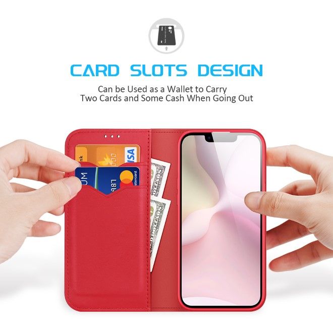 Dux Ducis - iPhone 16e Hülle - Handy Leder Case - Hivo Series - rot