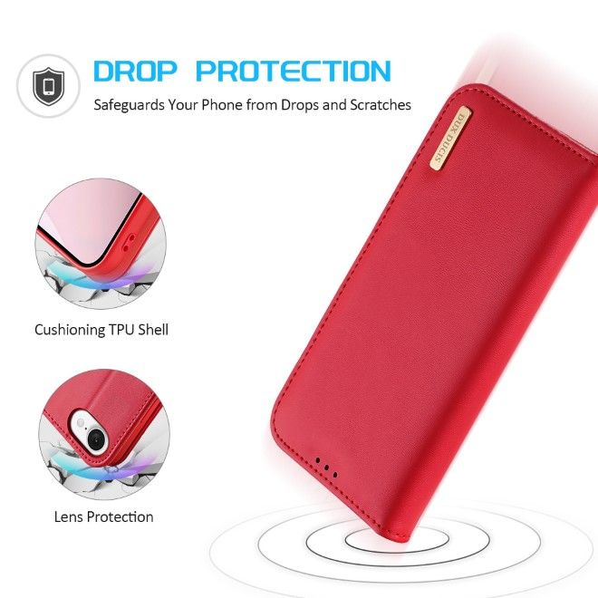 Dux Ducis - iPhone 16e Hülle - Handy Leder Case - Hivo Series - rot