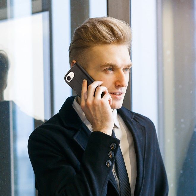 Dux Ducis - iPhone 16e Hülle - Handy Leder Case - Hivo Series - schwarz