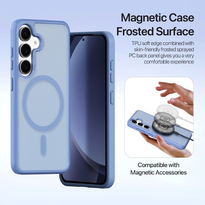 Dux Ducis - Samsung Galaxy S25 Hülle - Kunstleder Bookcover - MagSafe kompatibel - Lawa Series - hellblau