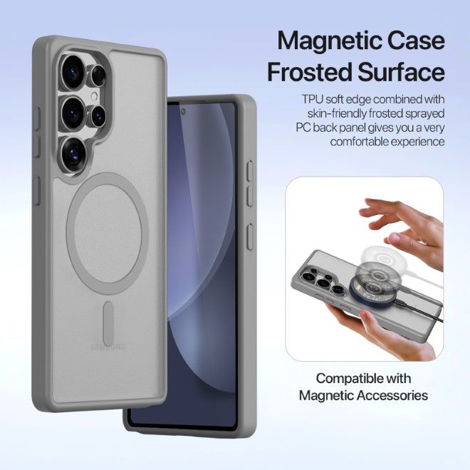 Dux Ducis - Samsung Galaxy S25 Ultra Hülle - Kunstleder Bookcover - MagSafe kompatibel - Lawa Series - grau