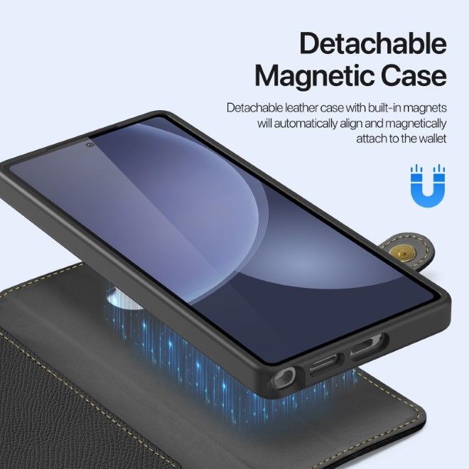 Dux Ducis - Samsung Galaxy S25 Ultra Hülle - Kunstleder Bookcover - MagSafe kompatibel - Lawa Series - schwarz