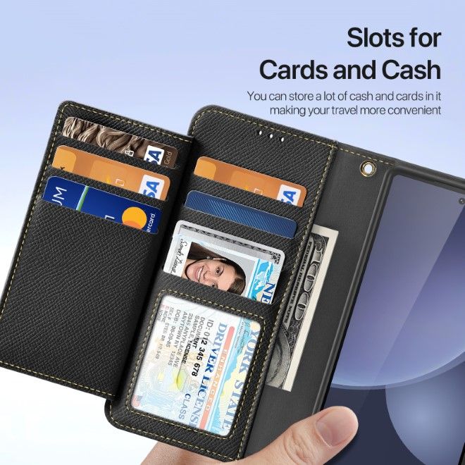 Dux Ducis - Samsung Galaxy S25 Ultra Hülle - Kunstleder Bookcover - MagSafe kompatibel - Lawa Series - schwarz