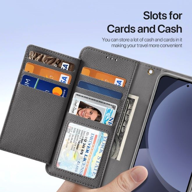 Dux Ducis - Samsung Galaxy S25+ Hülle - Kunstleder Bookcover - MagSafe kompatibel - Lawa Series - grau