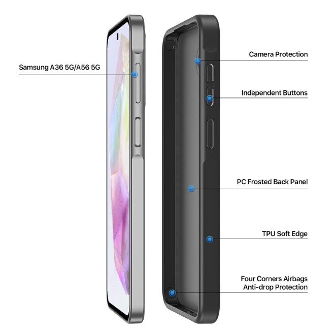 Dux Ducis - Samsung Galaxy A36 5G / A56 5G Hülle - TPU und PC Hardcase - Yind Series - schwarz