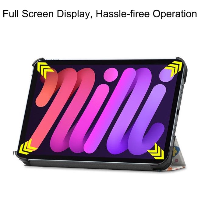 iPad mini 7 (2024) / mini 6 (2021) Hülle - Dreifach faltbares Case aus Leder - Schmetterlinge