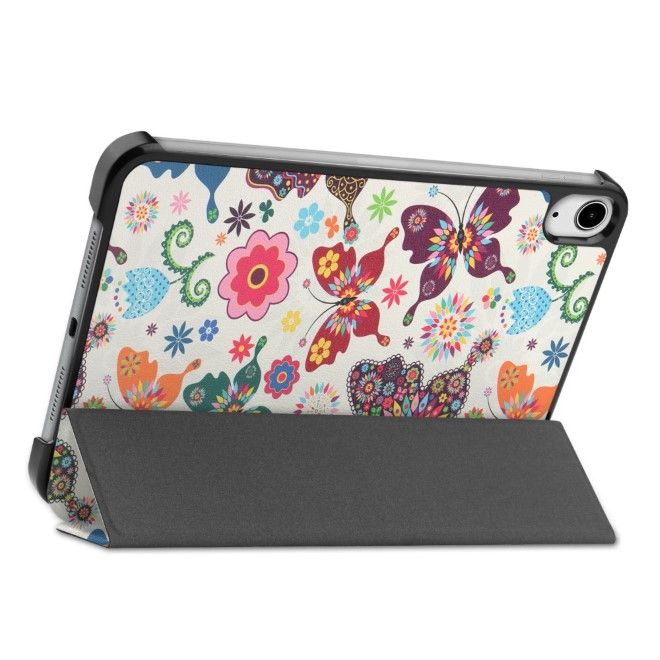 iPad mini 7 (2024) / mini 6 (2021) Hülle - Dreifach faltbares Case aus Leder - Schmetterlinge