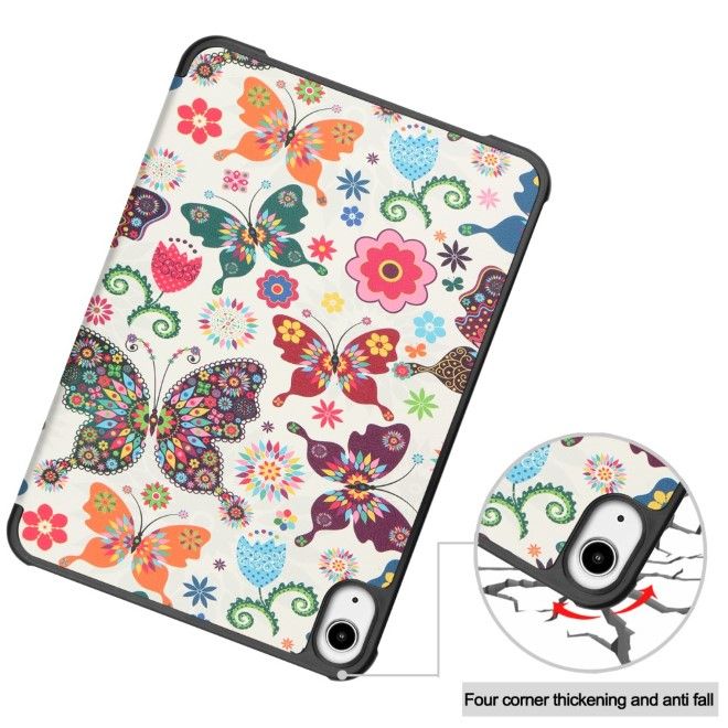 iPad mini 7 (2024) / mini 6 (2021) Hülle - Dreifach faltbares Case aus Leder - Schmetterlinge