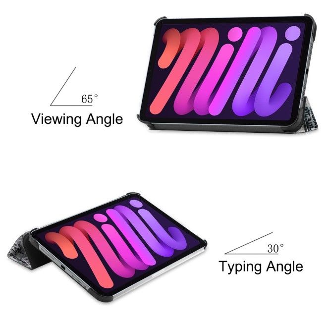 iPad mini 7 (2024) / mini 6 (2021) Hülle - Dreifach faltbares Case aus Leder - Eiffelturm