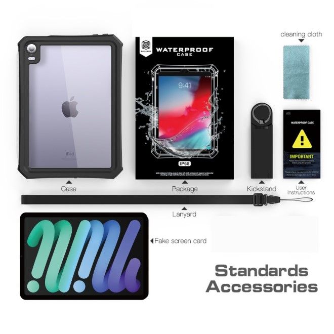 Shellbox - iPad mini 7 (2024) / mini 6 (2021) Outdoor Hülle - Wasserdicht nach IP68 - Shockproof - transparent