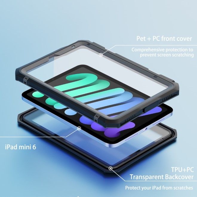 Shellbox - iPad mini 7 (2024) / mini 6 (2021) Outdoor Hülle - Wasserdicht nach IP68 - Shockproof - transparent