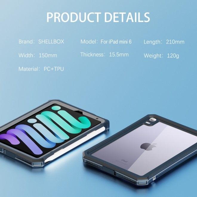 Shellbox - iPad mini 7 (2024) / mini 6 (2021) Outdoor Hülle - Wasserdicht nach IP68 - Shockproof - transparent