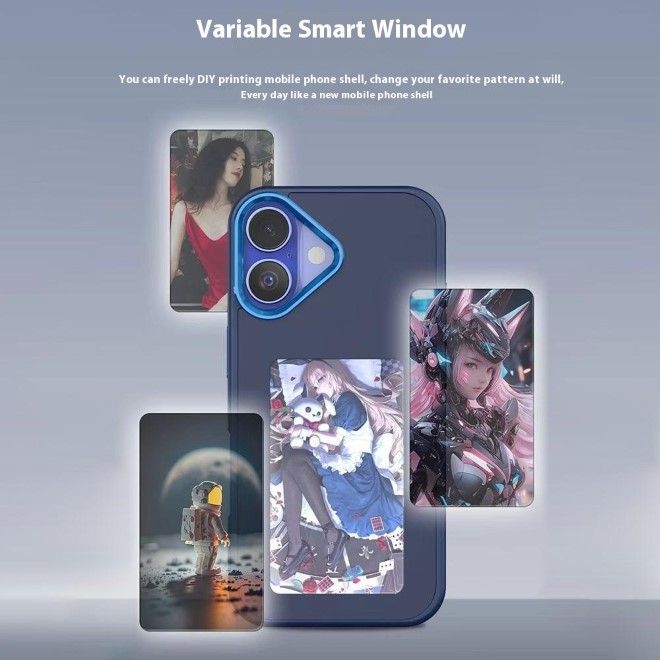 Coque pour iPhone 16 - Coque rigide en TPU et acrylique - Écran 4 couleurs à encre électronique personnalisable avec NFC - Noir