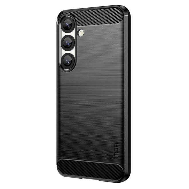 Mofi - Samsung Galaxy S25 Hülle - TPU Softcase - Carbon Fiber Series - schwarz