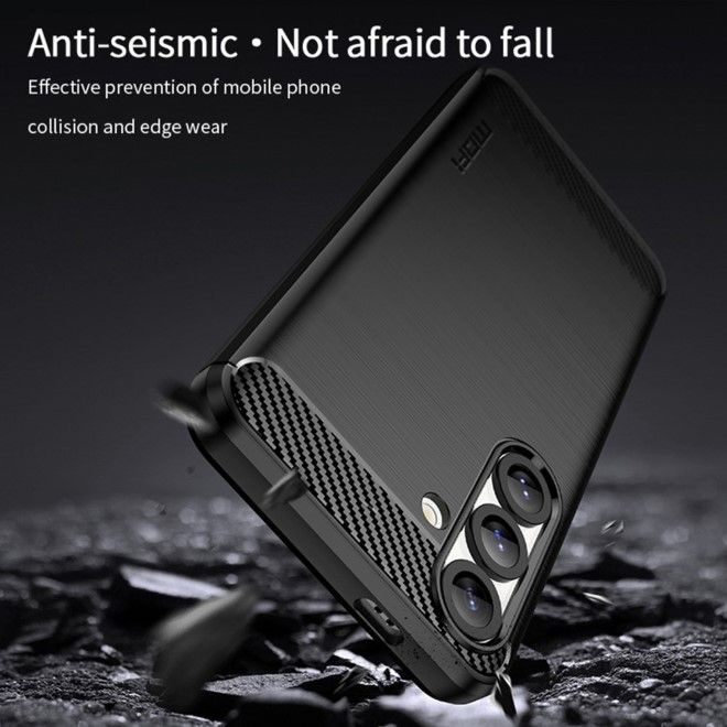 Mofi - Samsung Galaxy S25 Hülle - TPU Softcase - Carbon Fiber Series - schwarz
