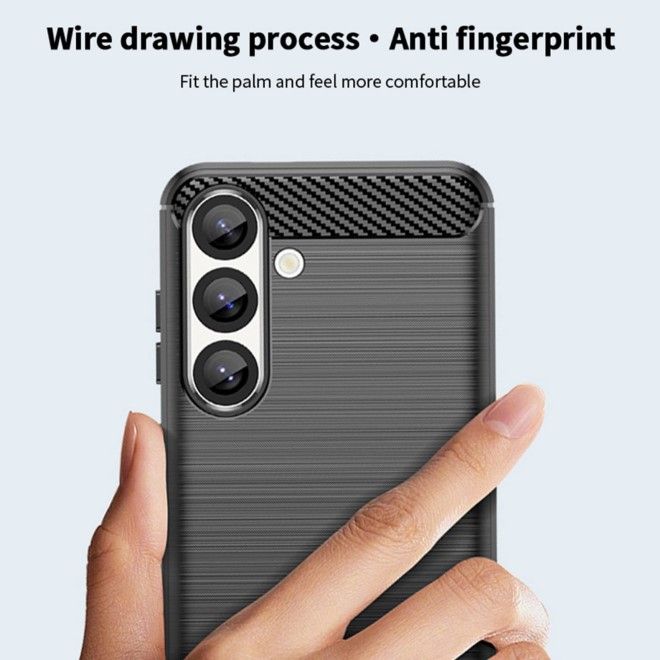 Mofi - Samsung Galaxy S25 Hülle - TPU Softcase - Carbon Fiber Series - schwarz