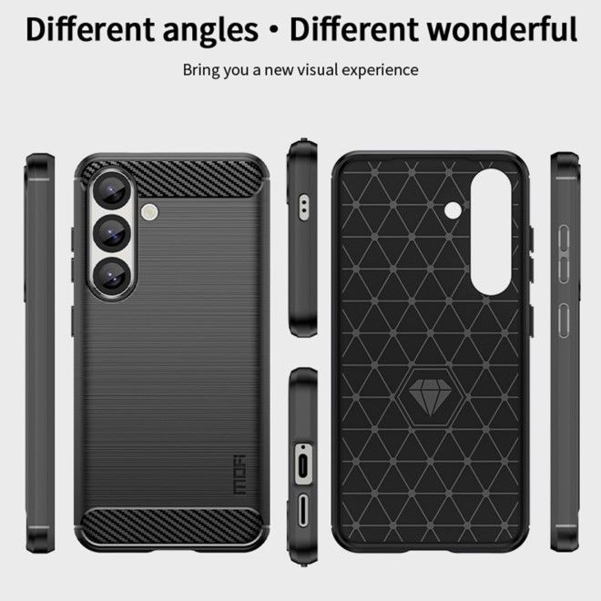 Mofi - Samsung Galaxy S25 Hülle - TPU Softcase - Carbon Fiber Series - schwarz