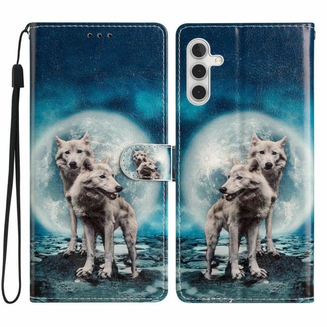 Samsung Galaxy S25 Handy Hülle - Leder Bookcover Image Series - Wolf