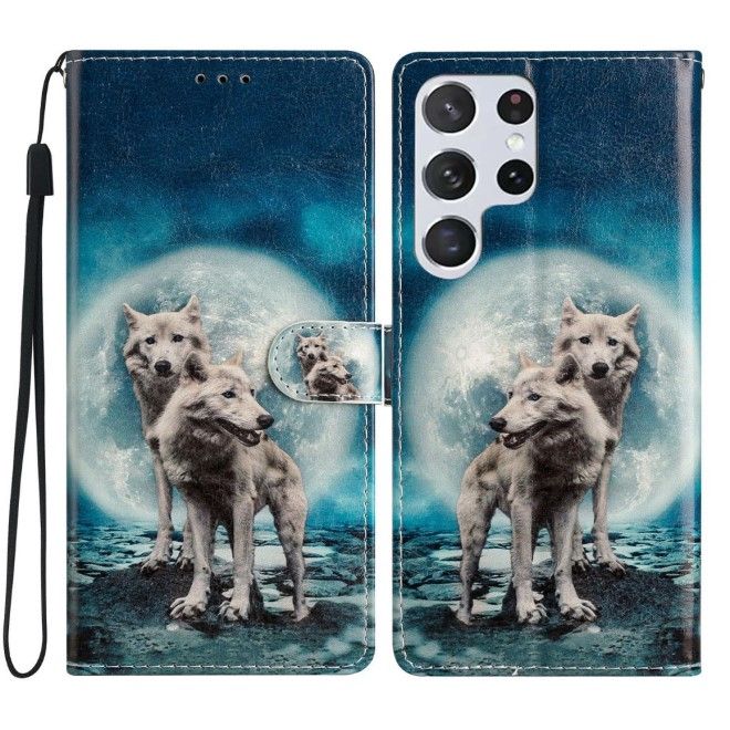 Samsung Galaxy S25 Ultra Handy Hülle - Leder Bookcover Image Series - Wolf
