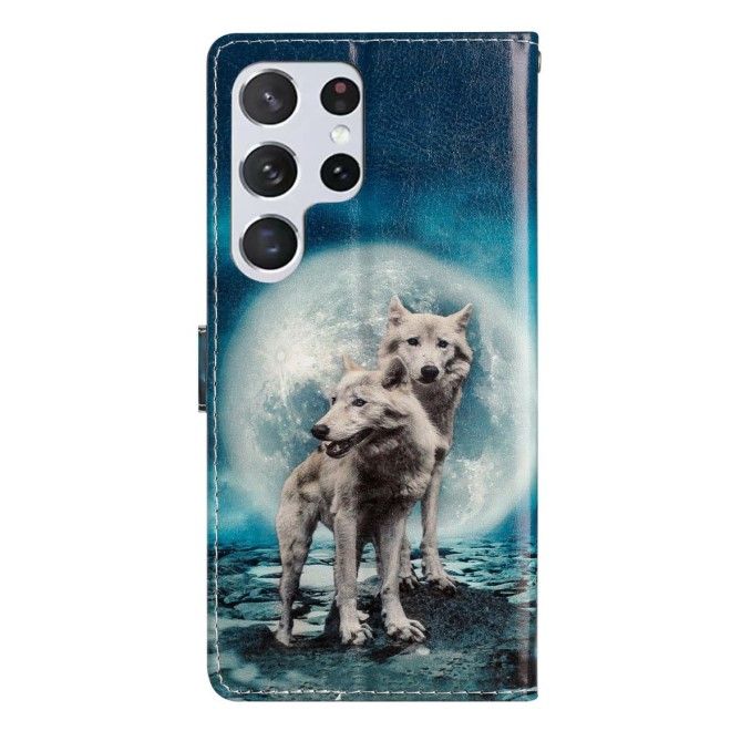 Samsung Galaxy S25 Ultra Handy Hülle - Leder Bookcover Image Series - Wolf