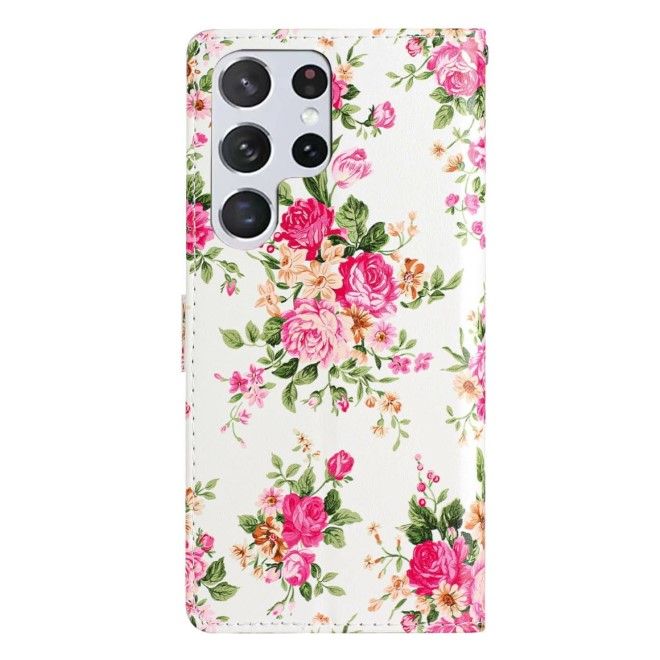 Samsung Galaxy S25 Ultra Handy Hülle - Leder Bookcover Image Series - rote Blumen
