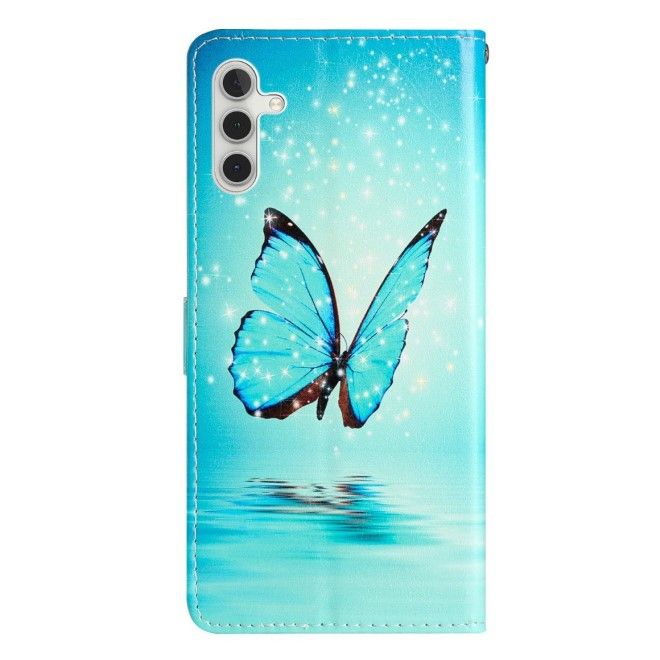 Samsung Galaxy S25+ Handy Hülle - Leder Bookcover Image Series - blauer Schmetterling