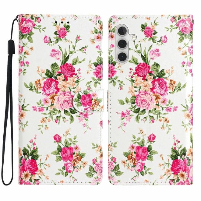 Samsung Galaxy S25+ Handy Hülle - Leder Bookcover Image Series - rote Blumen