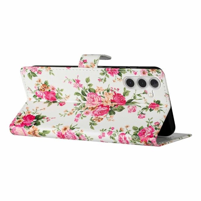 Samsung Galaxy S25+ Handy Hülle - Leder Bookcover Image Series - rote Blumen