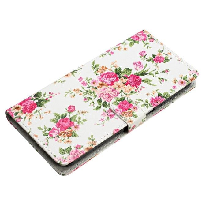 Samsung Galaxy S25+ Handy Hülle - Leder Bookcover Image Series - rote Blumen