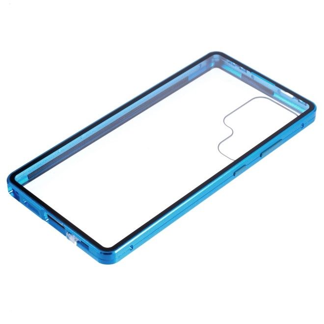 Samsung Galaxy S25 Ultra Hülle - 360 Grad PanzerGlas Alu Case mit Magnet-Technologie - blau