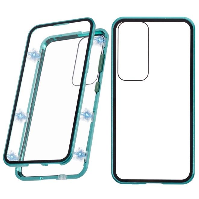 Samsung Galaxy S25 Hülle - 360 Grad PanzerGlas Alu Case mit Magnet-Technologie - grün