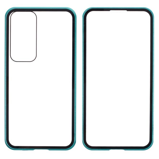 Samsung Galaxy S25 Hülle - 360 Grad PanzerGlas Alu Case mit Magnet-Technologie - grün