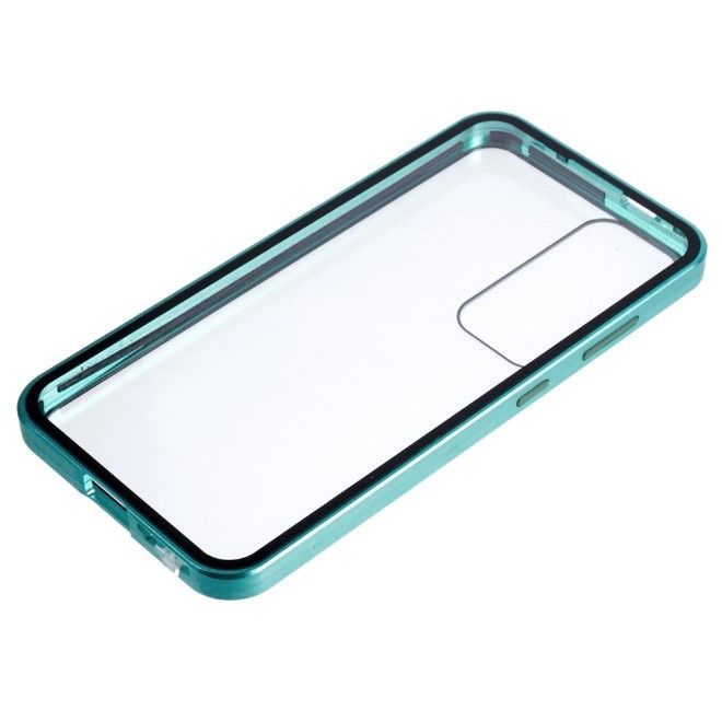 Samsung Galaxy S25 Hülle - 360 Grad PanzerGlas Alu Case mit Magnet-Technologie - grün
