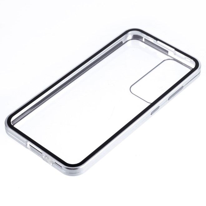 Samsung Galaxy S25 Hülle - 360 Grad PanzerGlas Alu Case mit Magnet-Technologie - silber