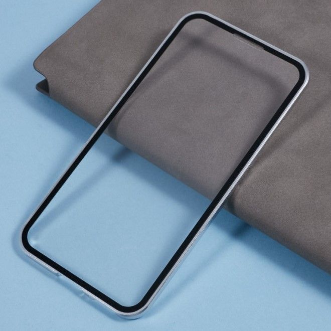 Samsung Galaxy S25 Hülle - 360 Grad PanzerGlas Alu Case mit Magnet-Technologie - silber