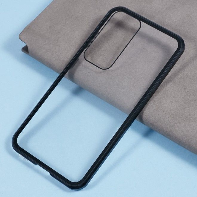 Samsung Galaxy S25 Hülle - 360 Grad PanzerGlas Alu Case mit Magnet-Technologie - schwarz