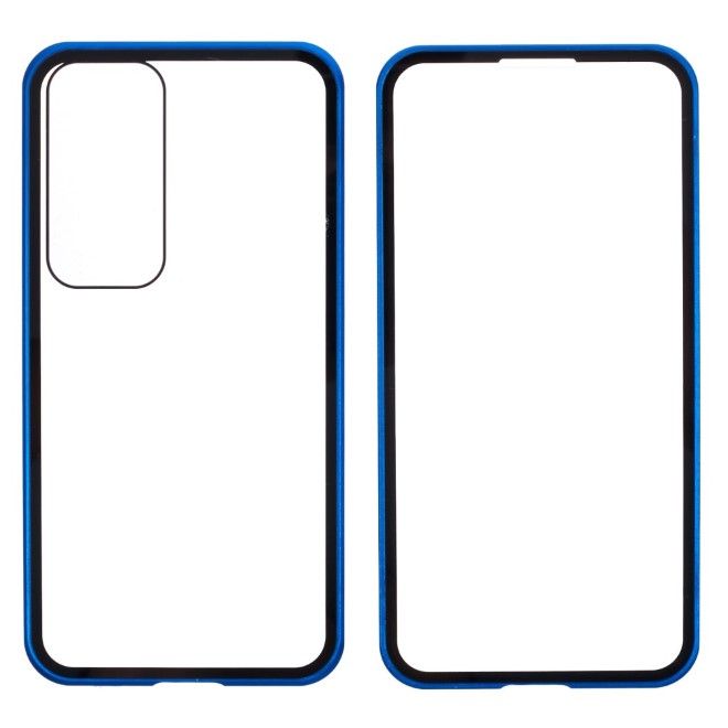 Samsung Galaxy S25 Hülle - 360 Grad PanzerGlas Alu Case mit Magnet-Technologie - blau
