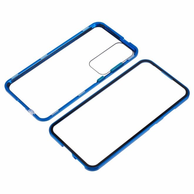 Samsung Galaxy S25 Hülle - 360 Grad PanzerGlas Alu Case mit Magnet-Technologie - blau