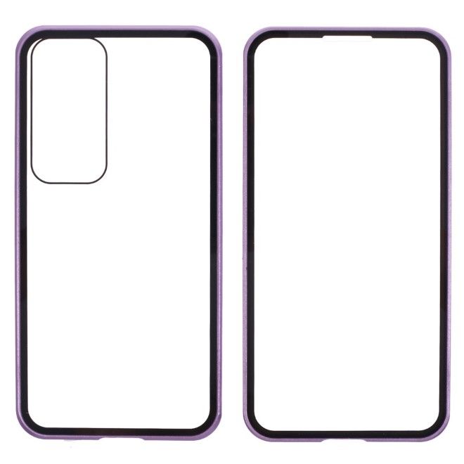 Samsung Galaxy S25+ Hülle - 360 Grad PanzerGlas Alu Case mit Magnet-Technologie - purpur