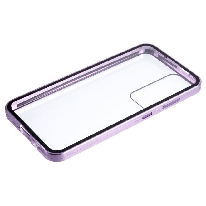 Samsung Galaxy S25+ Hülle - 360 Grad PanzerGlas Alu Case mit Magnet-Technologie - purpur