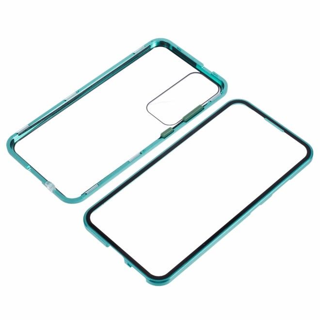 Samsung Galaxy S25+ Hülle - 360 Grad PanzerGlas Alu Case mit Magnet-Technologie - grün