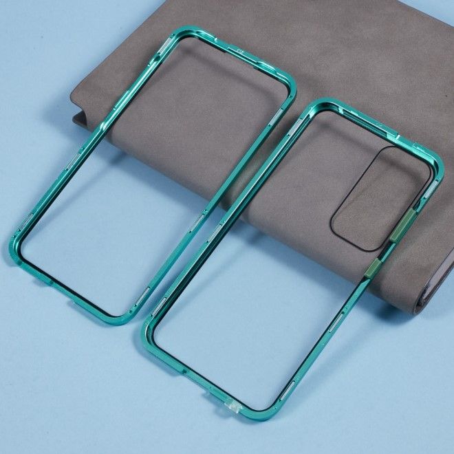 Samsung Galaxy S25+ Hülle - 360 Grad PanzerGlas Alu Case mit Magnet-Technologie - grün