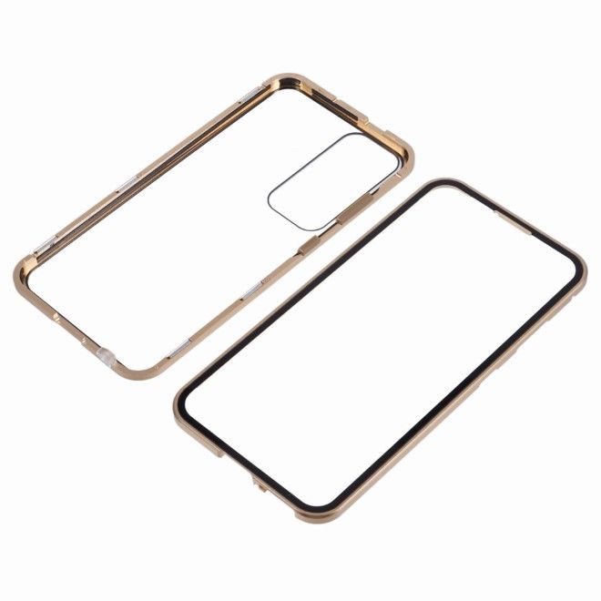 Samsung Galaxy S25+ Hülle - 360 Grad PanzerGlas Alu Case mit Magnet-Technologie - gold