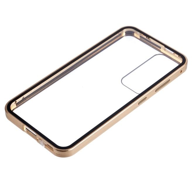 Samsung Galaxy S25+ Hülle - 360 Grad PanzerGlas Alu Case mit Magnet-Technologie - gold