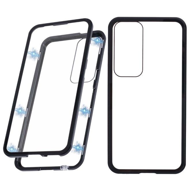 Samsung Galaxy S25+ Hülle - 360 Grad PanzerGlas Alu Case mit Magnet-Technologie - schwarz