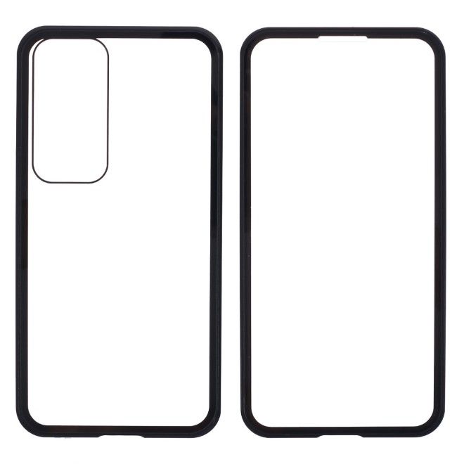 Samsung Galaxy S25+ Hülle - 360 Grad PanzerGlas Alu Case mit Magnet-Technologie - schwarz
